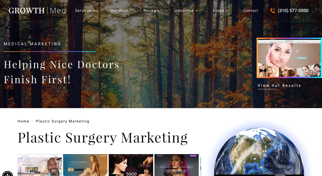 GrowthMed plastic surgery marketing page