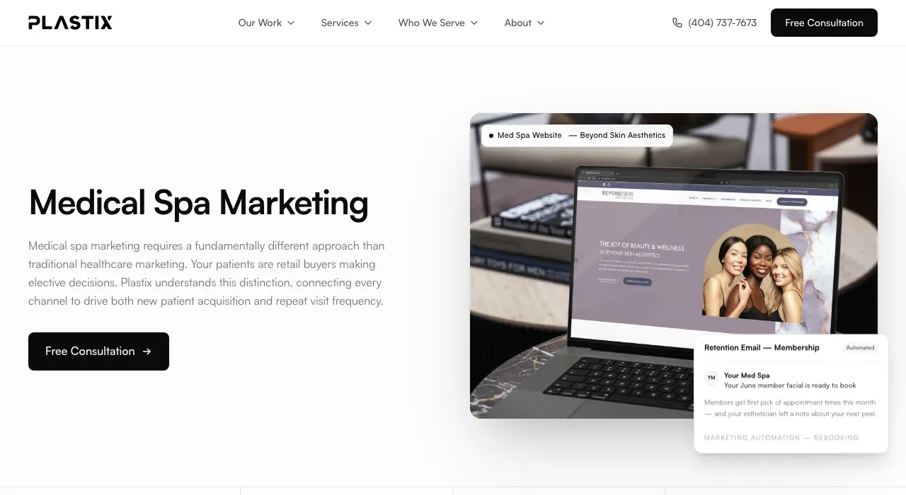 Plastix Marketing medical spa marketing page
